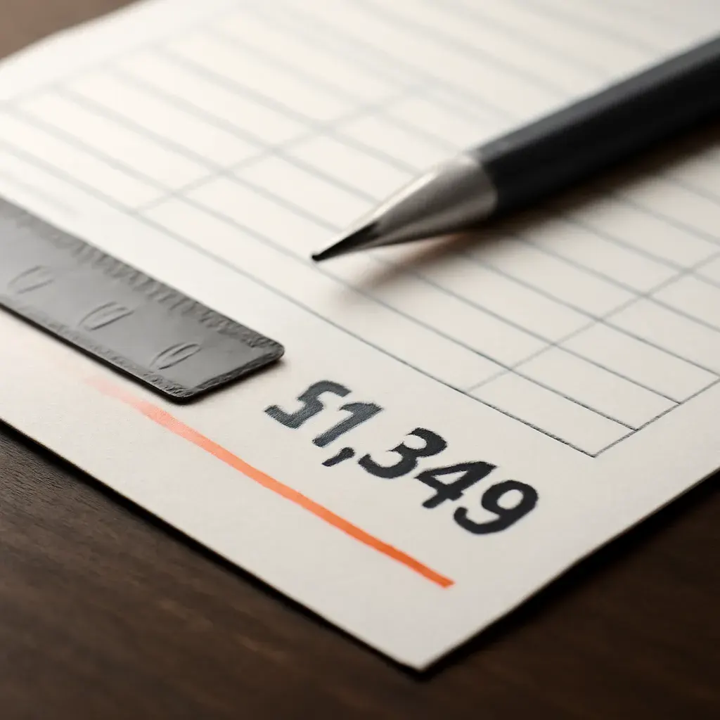 A close detail shot of a priced spec sheet on a studio desk.