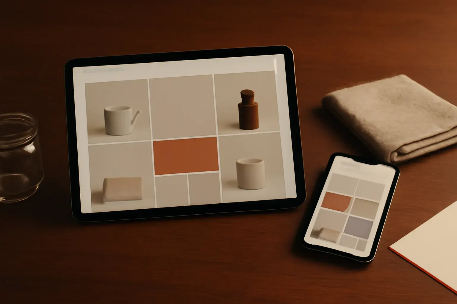 Rachel & Vine concept storefront shown across desktop and mobile, warm-graded.