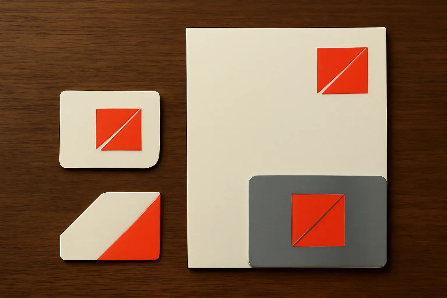 Nord Atelier concept identity applied to signage and stationery, warm-graded.